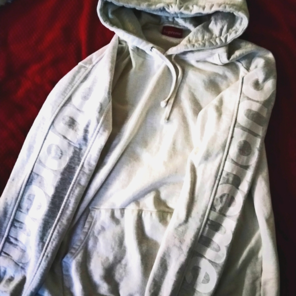 SUPREME "SIDELINE" HOODIE WHT/GREY SZ. LARGE - Picture 2 of 7